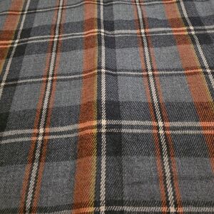Plaid Pattern Shawl/Throw Over Gray, Orange, Yellow With Frenge